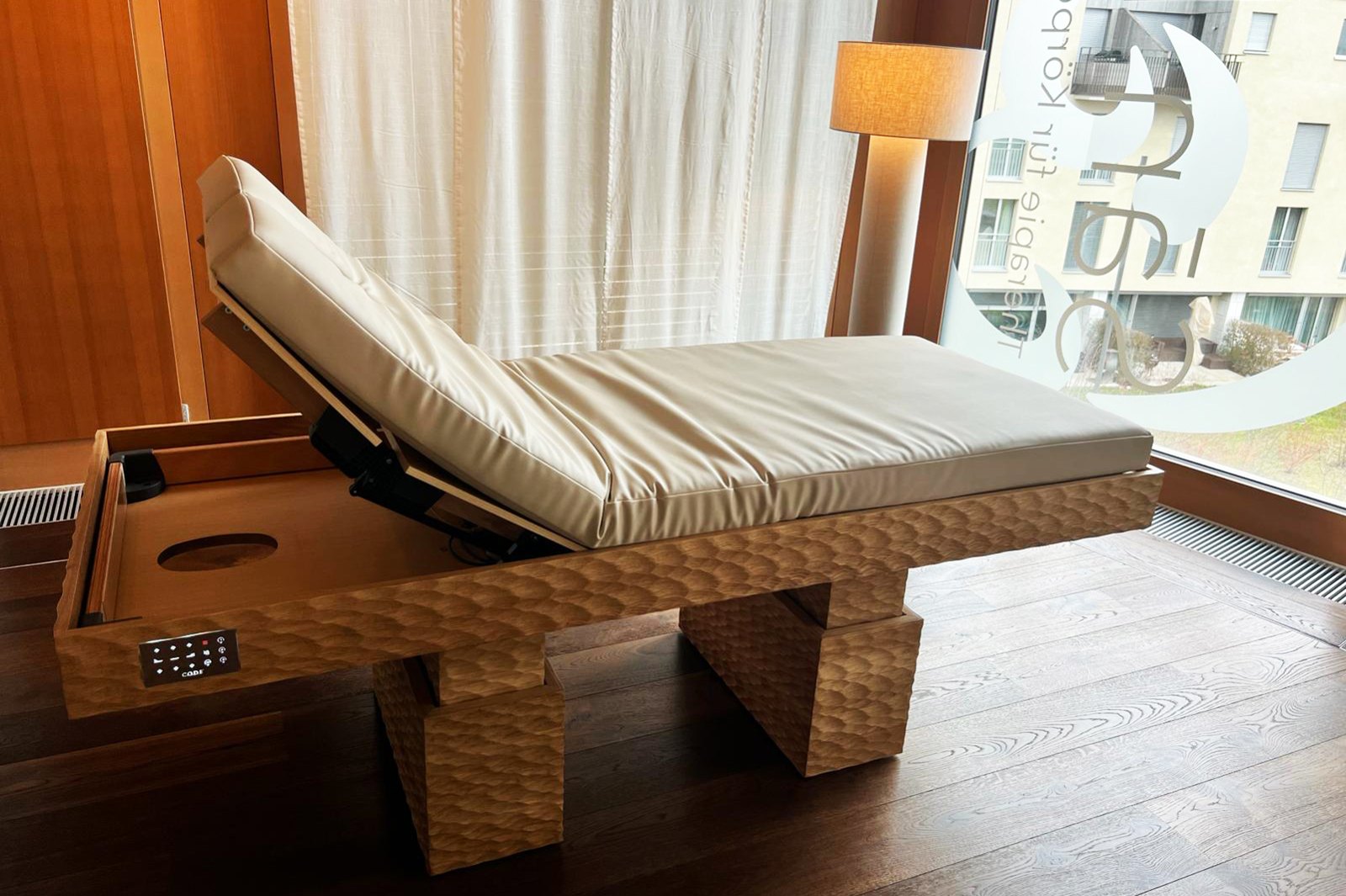 C.O.D.E C.O.D.E customised massage bed in a hotel spa