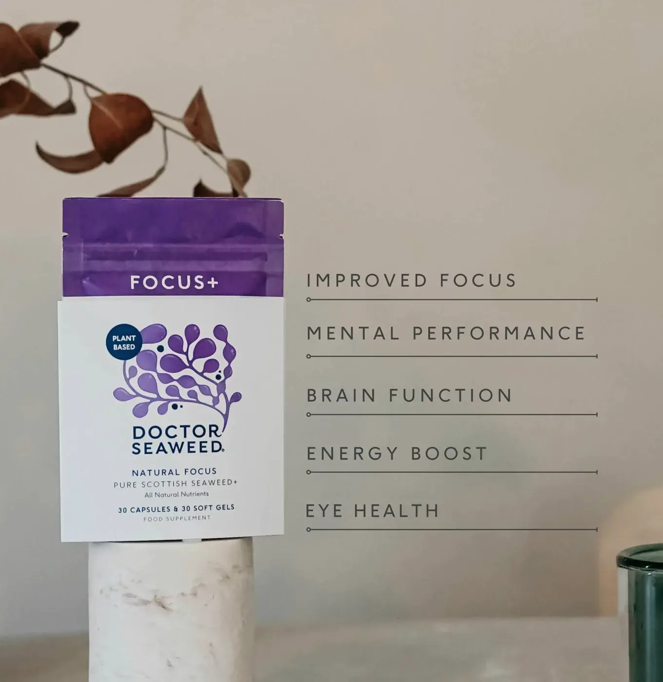 ishga Focus+ Seaweed Supplements, lifestyle view