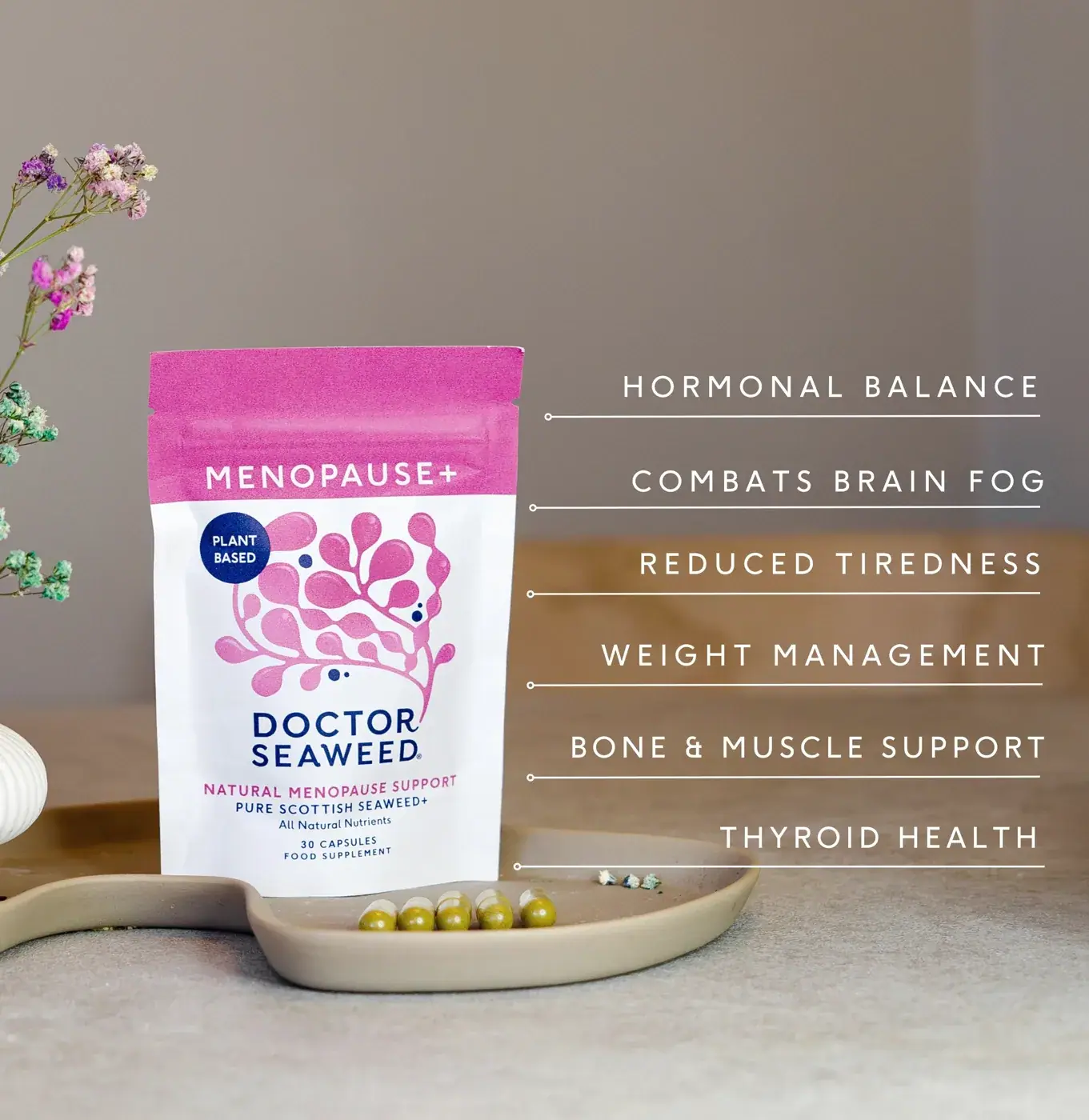 ishga Menopause+ Seaweed Supplements, texture view