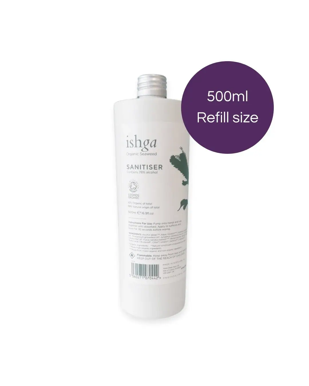 ishga Sanitiser Refill 500ml, front view