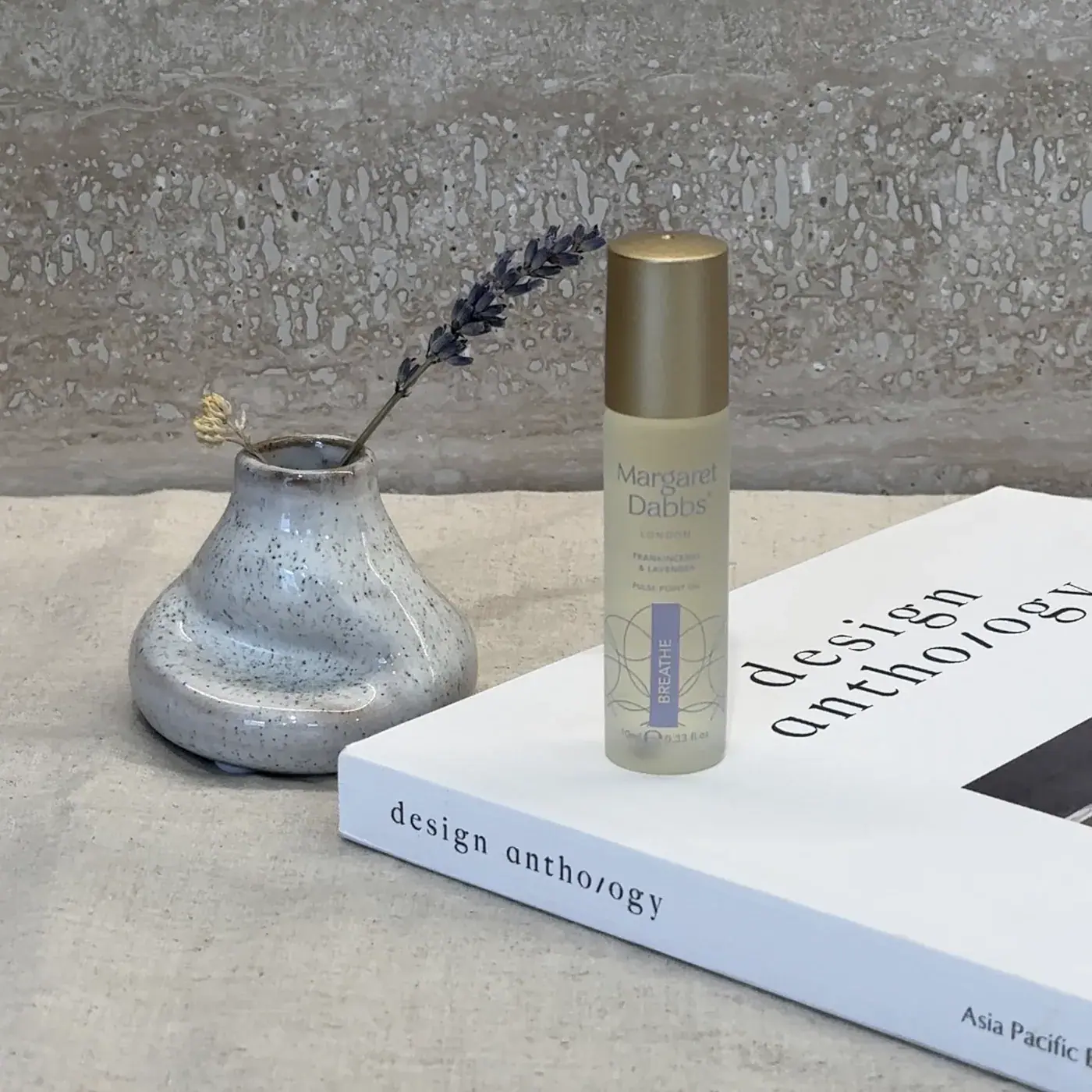 Margaret Dabbs London Breathe Pulse Point Oil Frankincense & Lavender 10ml, lifestyle view