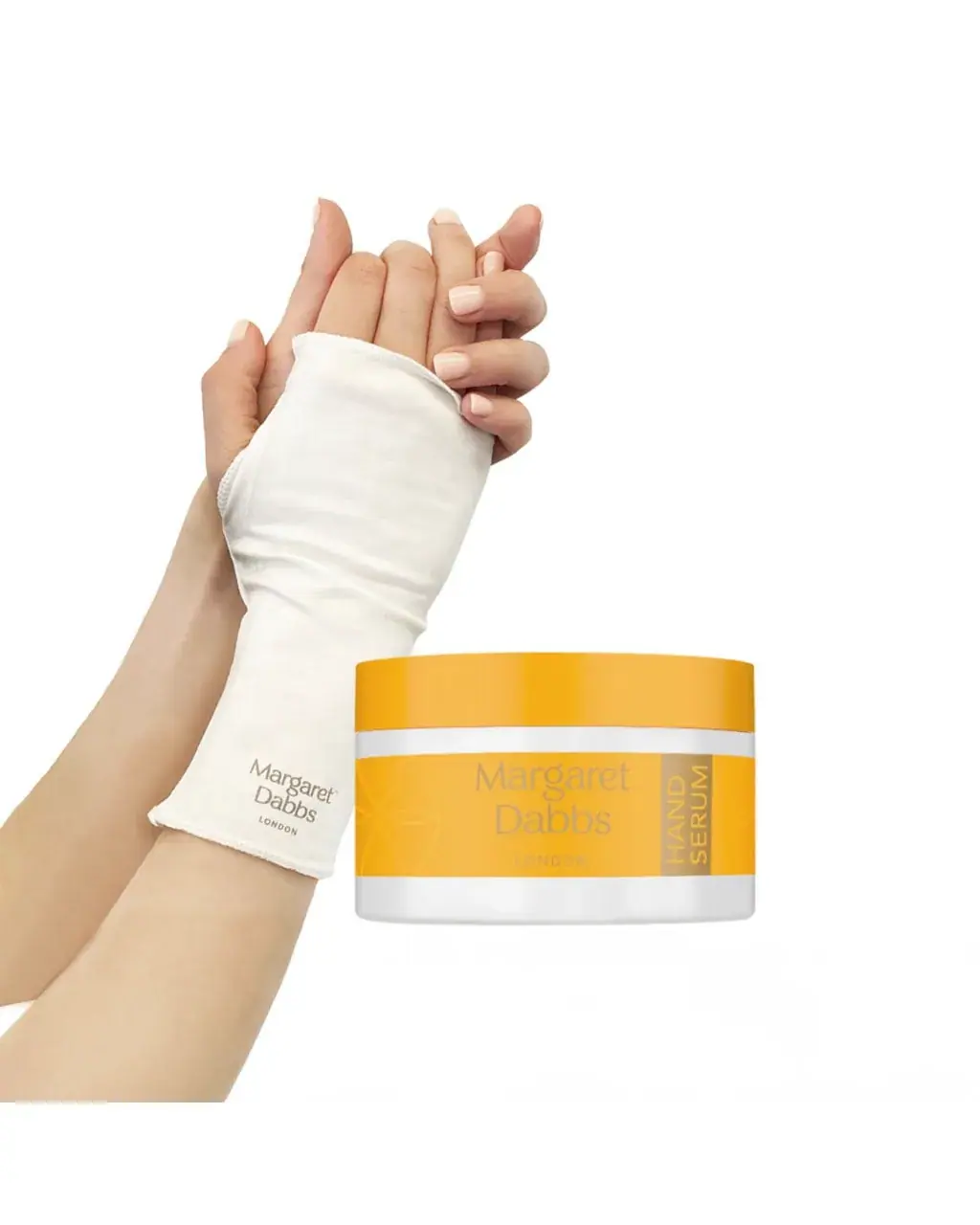 Margaret Dabbs London Intensive Anti-ageing Hand Serum with Luxury Treatment Gloves 150ml, front view