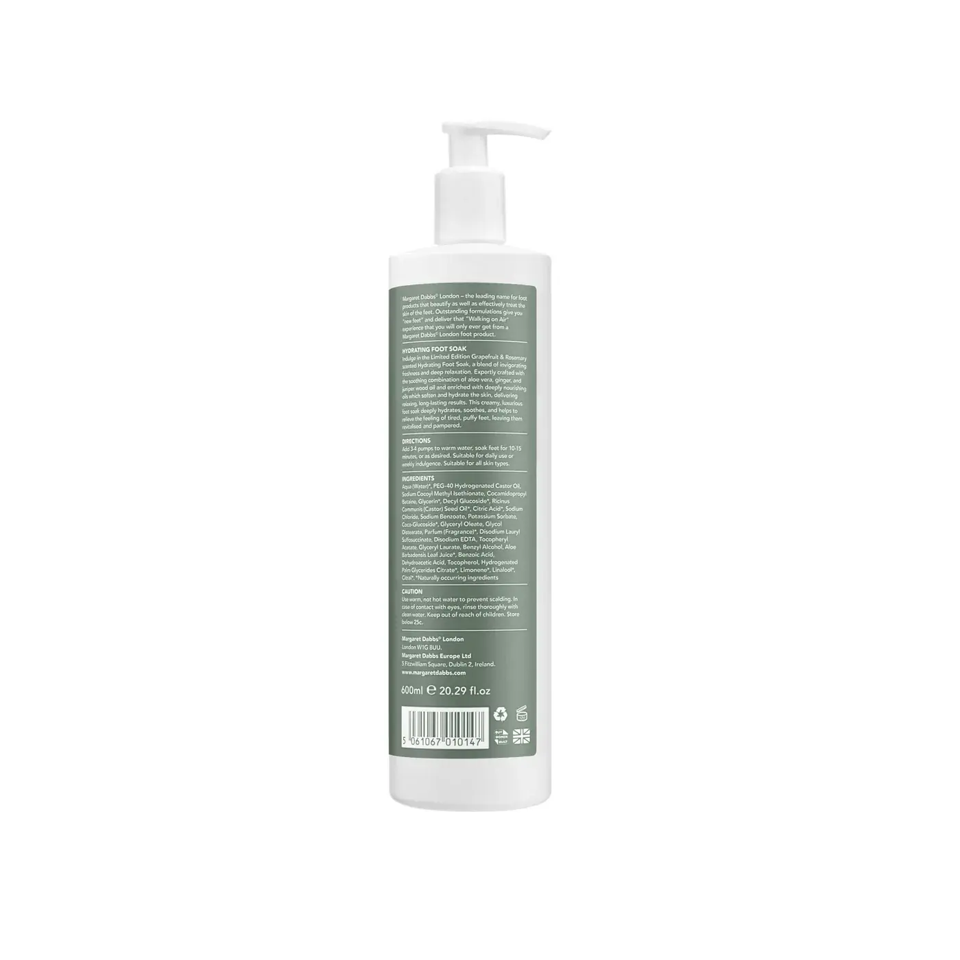 Margaret Dabbs London Limited Edition Foot Soak with Grapefruit and Rosemary 600ml, detail view