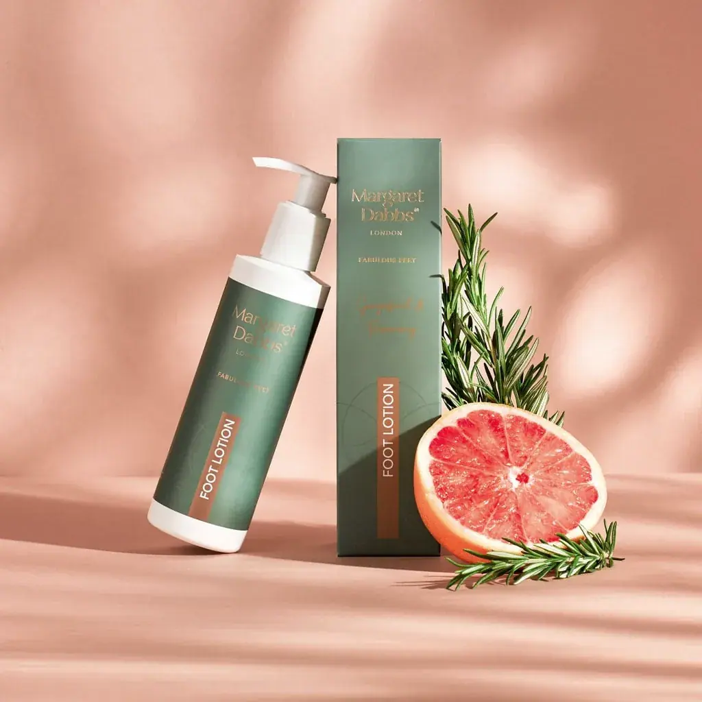 Margaret Dabbs London Limited Edition Intensive Hydrating Foot Lotion with Grapefruit & Rosemary 200ml, texture view
