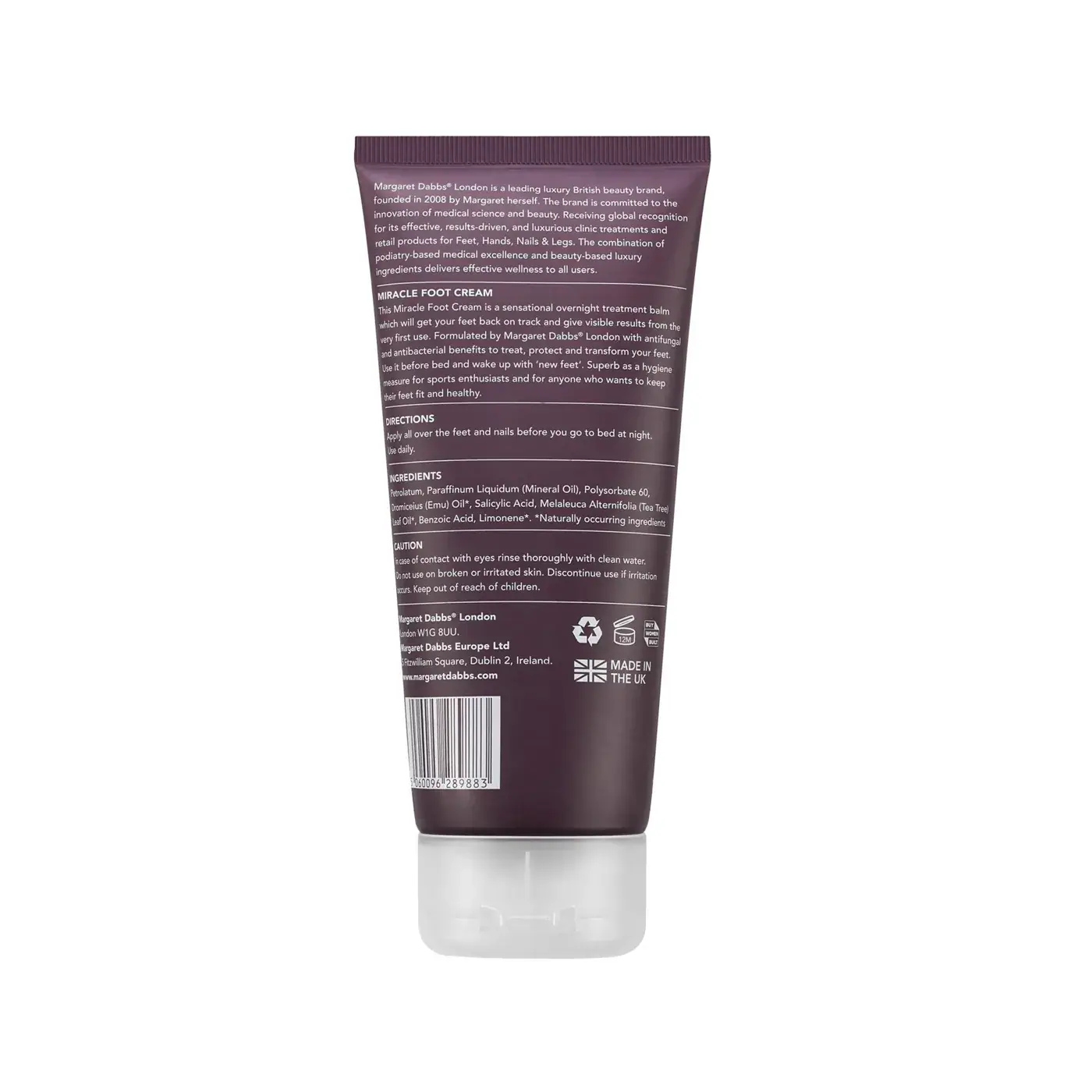 Margaret Dabbs London Miracle Foot Cream 45ml, packaging view