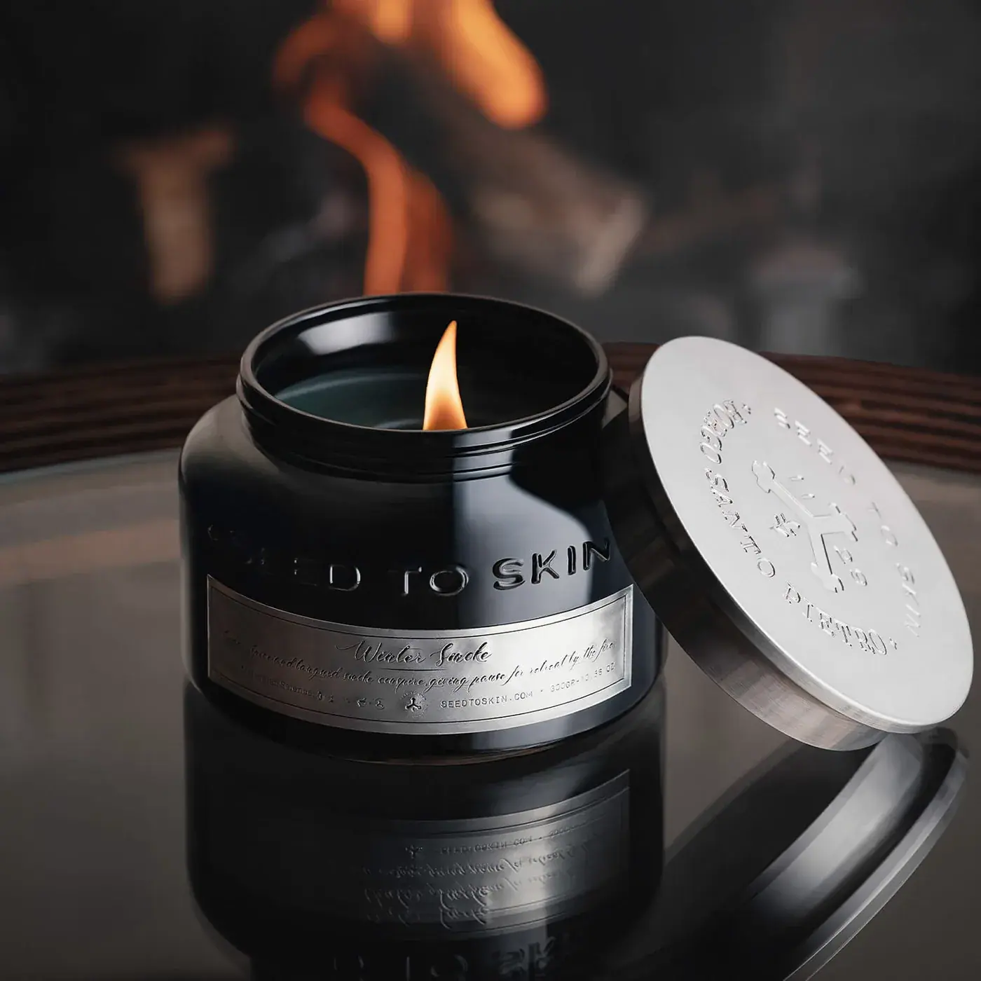 Seed to Skin Winter Smoke Candle, detail view