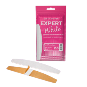 Staleks Disposable white files for crescent nail file on a soft foam layer EXPERT 40 150 grit (30 pcs)
