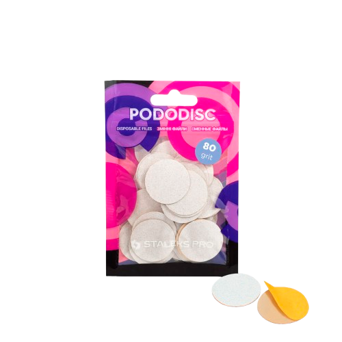 Staleks Disposable white files for pedicure disc PODODISC L EXPERT 80 grit (50 pcs)